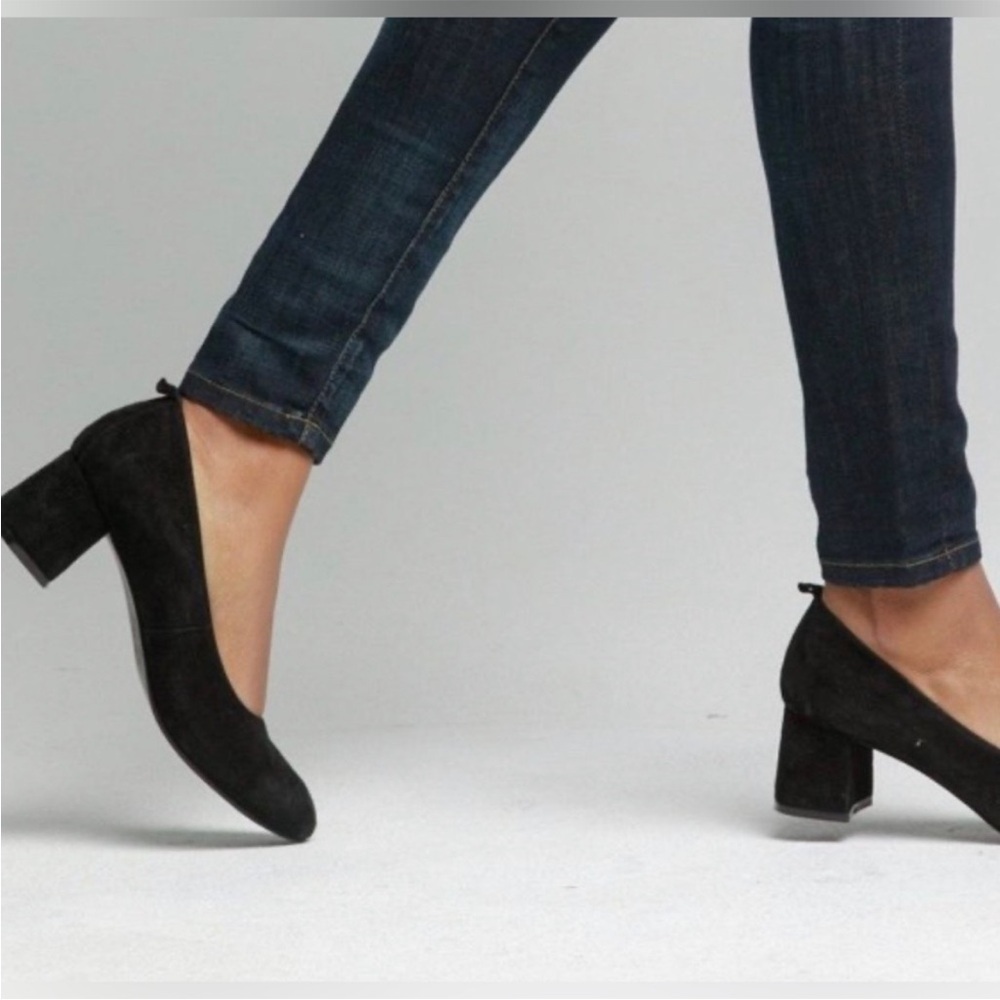 ABLE Local + Global Miriam Black Suede Block Heel Round Toe 10 Made in‎ Peru